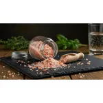 Coarse Himalayan pink salt crystals perfect for grinders and mills