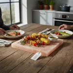 Set of 2 square Himalayan salt blocks for grilling and plating