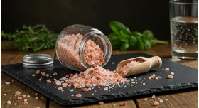 Coarse Himalayan pink salt crystals perfect for grinders and mills